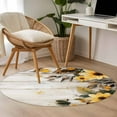 thumbnail image 5 of Yellow Floral Spring 3ft Round Rug, Summer Rustic Botanical Vintage Wood Non-Skid Rubber Backing Large Area Rugs - Living Room Bedroom Home Office, Indoor Floor Mat Carpets Washable Rug, 5 of 9