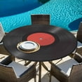 thumbnail image 6 of Retro Record Round Tablecloth, Fitted Table Cover with Elastic for 36"-44" Round Tables, Abstract Vintage Minimalist Art Table Cloth Outdoor Indoor Dinning Party Waterproof Tablecloths, 6 of 7
