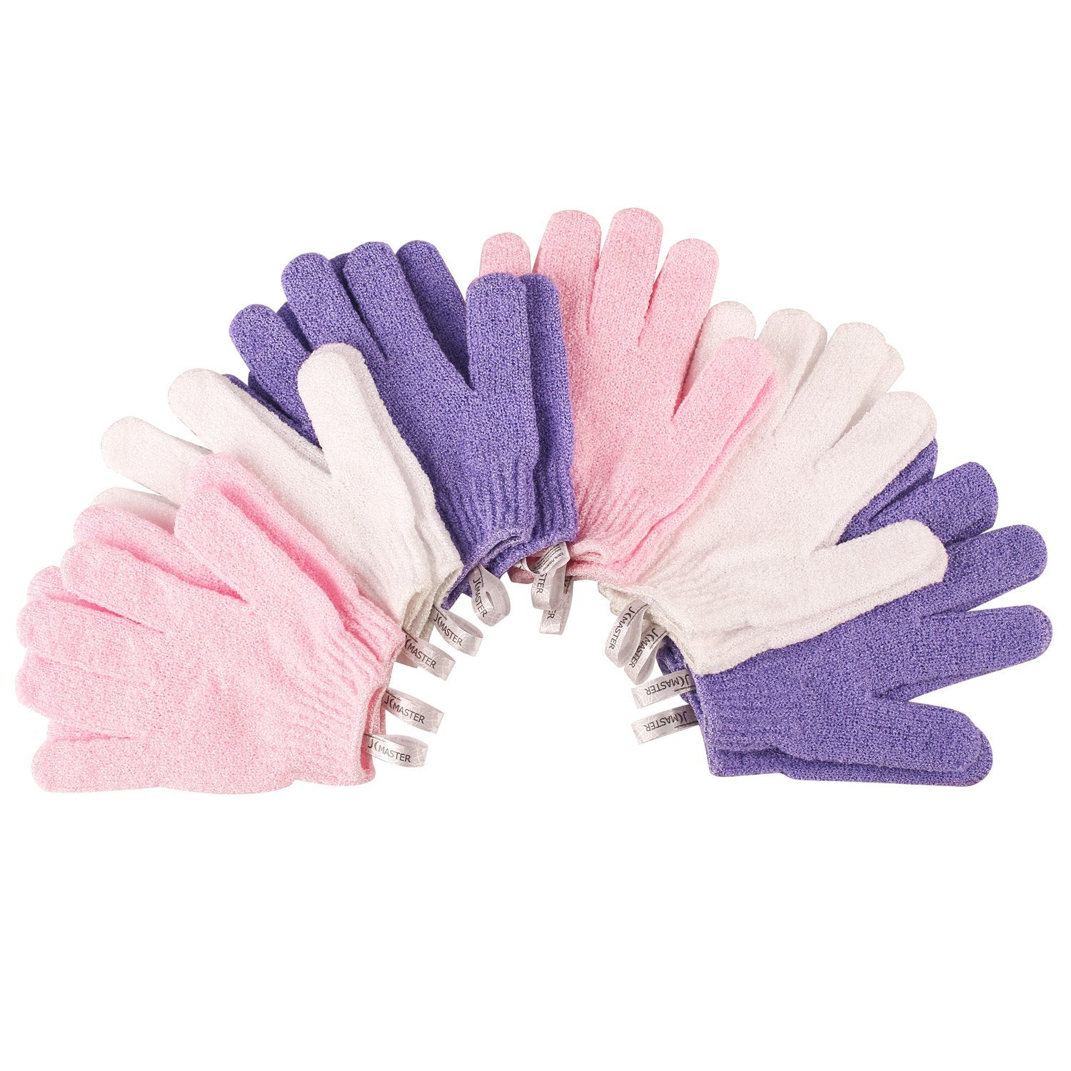 JCMASTER Bath Exfoliating Gloves, 6 Pairs Nylon Body Wash Shower Gloves