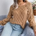 thumbnail image 3 of Women'S Casual Leopard Print Knitted Pullover Sweaters Long Sleeve Crew Neck Jumper Tops Khaki L, 3 of 7