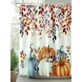 thumbnail image 2 of Fall Shower Curtain Pumpkins Eucalyptus Leaves Shower Curtains for Bathroom Thanksgiving Decor, Waterproof Polyester Shower Curtain Set with Hooks, Stall Long Size 54"x78" Berry Leaf, 2 of 6