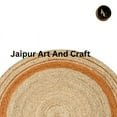 thumbnail image 4 of Jaipur Art And Craft Handmade Indian Jute Rug Round Beige Area Carpet Decorative Rug Striped Pattern (2x2 Sq Ft), 4 of 6