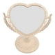 thumbnail image 2 of Espejo de maquillaje de mesa con aumento de doble cara y rotación de 360 grados (forma de corazón, beige), 2 of 8