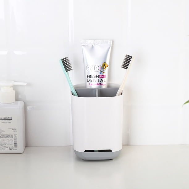 Organizador de almacenamiento para baño, diseño antideslizante y ventilado, soporte para cepillos de dientes desmontable de fácil limpieza para cepillos de dientes eléctricos y pasta de dientes,
