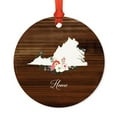 thumbnail image 1 of US State Round Metal Christmas Ornament, Rustic Wood with Florals Home, Virginia, Includes Ribbon and Gift Bag, 1 of 2