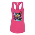 thumbnail image 3 of Wild Bobby, Cute Cat | Dean Russo Art Animal Lover Ladies Racerback Tank Top, Raspberry, Small, 3 of 6