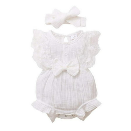 

HOTWINTER Toddler Baby Girl Ruffled Sleeveless Romper Casual Summer Jumpsuit Cotton Polyester Clothes