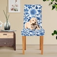 thumbnail image 4 of Yayeee 2 Pack Dining Chair Covers Stretch Parson Chairs Slipcovers Seat Protector, Blue Floral Pattern, 4 of 6