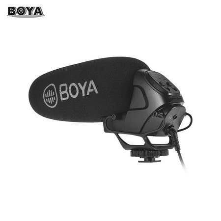 BOYA BY-BM3031 On-camera Condenser Microphone Mic Supercardioid 3-level Gain Control Low-cut Filter 3.5mm Plug with Windscreens Carry Pouch for DSLR Cameras Camcorders Audio (Best Budget Entry Level Dslr Camera)