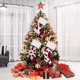 thumbnail image 3 of Medias navideñas (paquete de 3), 17.32 pulgadas, rojas y blancas, con bordado de copos de nieve, tejidas con puños de piel sintética blanca para decoración navideña familiar., 3 of 7