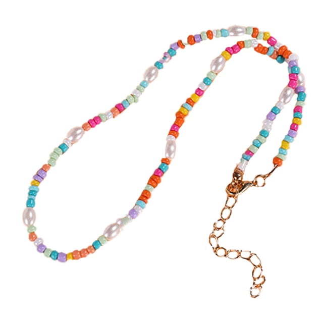Bangcool Collier de Perles Bohème Mignon Fausse Perle Collier Ras-du-Cou Collier d'Été pour la Plage