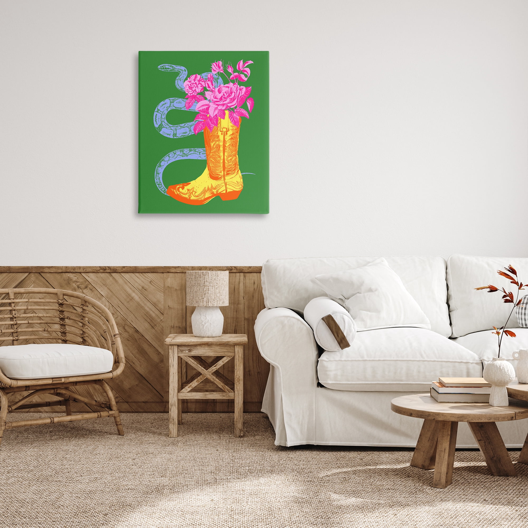 Stupell Industries Snake & Boot Bouquet Botanical & Floral Painting Gallery Wrapped Canvas Art Print Wall Art, 30 x 40