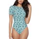 thumbnail image 1 of Balery Teal turquoise shell Body de cuello redondo de manga corta para mujer Tops de manga corta Tops básicos-XX-Large, 1 of 7