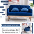 thumbnail image 2 of 55-inch Small Velvet Sofa with two Elegant Moon Shape Pillows, Modern Twin Size Accent Sofa Couch with Golden Metal Legs & Tufted Backrest & Delicate Armrests, Loveseat Sofa for Living Room, Navy, 2 of 7
