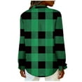 thumbnail image 5 of Lenpel Button down Shirts for Women Plus Size Long Sleeve Curved Hem Plaid Collared Blouses Loose Dressy Casual Tops(Army Green,X-Large), 5 of 6