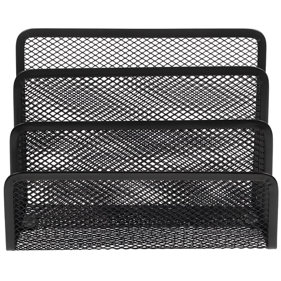 XIBUFE Metal Mesh Desktop Organizer File Folder Letters Magazine Holder for Home Office file holder for desk(Black)
