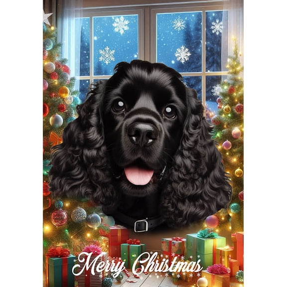 Cocker Spaniel Black - Best of Breed Christmas Garden Flag 12" x 17"