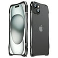 thumbnail image 2 of Dteck Bumper Case for iPhone 15,Shockproof Aluminum Metal Bumper Frame with Transparent Carbon Fiber Back Sticker and Camera Lens Protector, Black, 2 of 9