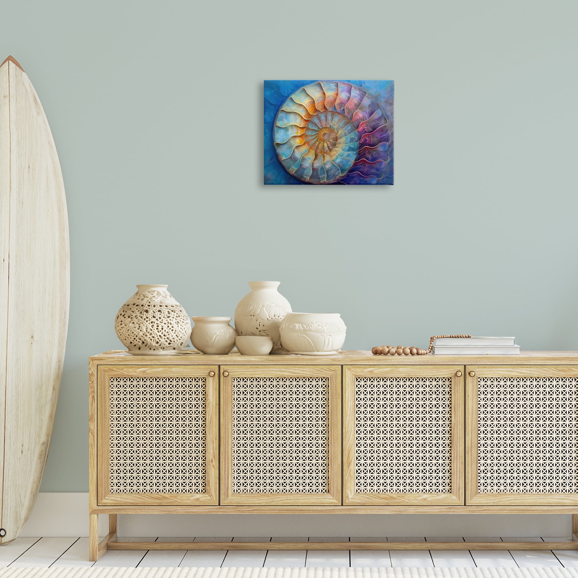 Stupell Industries Maritime Nautilus Spiral Animals Painting Wrapped Canvas Art Print Wall Art, 20 x 16