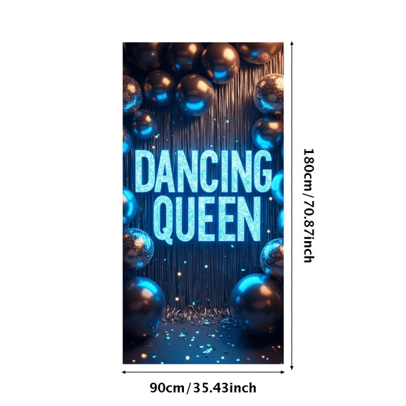 LUUFILx Dancing Queen Banner Background Birthday Party Prop Backdrop Celebration Decoration Stage Event Supplies Customizable Glitter Balloons Curtain