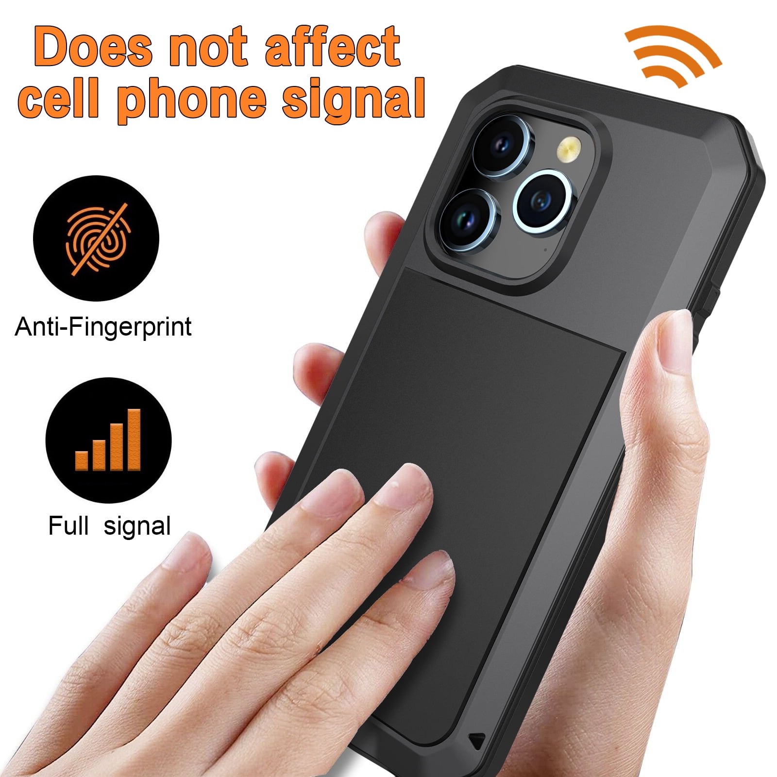 for iPhone 16 Pro Max Case, 360 Full Body Protective Cover Heavy Duty Shockproof Armor Aluminum Alloy Metal Case with Silicone Built-in Screen Protector for iPhone 16 Pro Max, Black