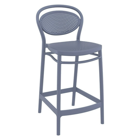 Luxury Commercial Living 37.75" Gray Outdoor Patio Counter Stool