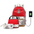 thumbnail image 5 of 3 Pcs Backpack Student Bag With Usb(red), 5 of 5