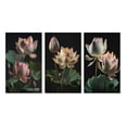 thumbnail image 2 of Designart "Vintage Beauty of Blossoming White Lotus III" Lotus Wall Art Set Of 3 - Modern Pink Gallery Wall Set For Home Decor, 2 of 6