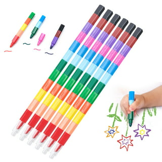 HUJI Stacking Buildable 8 Colors Crayons Set Connect Stack and Build Crayons Sideways and Up Favorite Toys Kids Party Favors SAF