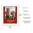 thumbnail image 2 of Visby Sweden - The Town of Ruins and Roses - City Wall - Vintage Travel Poster by Ivar Gull c.1937 - Fine Art Rolled Canvas Print 16in x 20in, 2 of 4