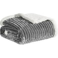 thumbnail image 4 of Elegant Comfort Corduroy Sherpa Reversible Blanket, Medium Weight, Micro-Suede, Corduroy Striped Pattern, Queen, Gray, 4 of 5