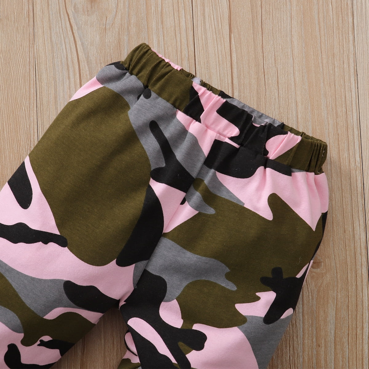 5T Kids Girls Clothes Little Girls 2PCS Outfits 5-6 Years Girls Letter Print Short Sleeve Top Camouflage Pants Set Pink