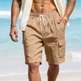 thumbnail image 2 of Lumtrix Mens Cotton Baggy Cargo Shorts Drawstring Stretch Elastic Waist Casual Work Short with Pockets Earthy Yellow L, 2 of 7