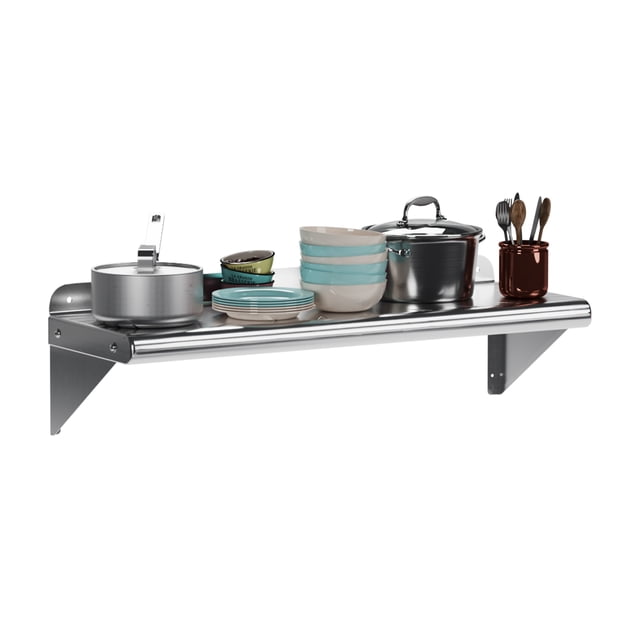 Bingirl Stainless Steel Wall Shelf 12" x 24", 180 lb Wall Mounted Stainless Steel Shelf, NSF Commercial Shelves Wall Mounted Metal Shelving
