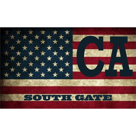 South Gate CA California Los Angeles County Vintage US Flag Decal Bumper Sticker 3M Vinyl 3" x 5"