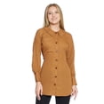 thumbnail image 1 of Blusón Largo Mujer Moda Casual Café Manga Larga Con Puño Tipo Camisa Lisa Botones Bolsa Delantera cafe M INCÃGNITA 550413, 1 of 5