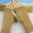 thumbnail image 3 of Guantes de invierno abiertos para mujer, cálidos, de medio dedo, de lana, con boca plana, 3 of 6