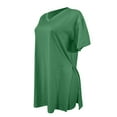 thumbnail image 3 of DHFJKG 2 Piece Sets For Women Casual Oversized Summer Outfits Short Sleeve Side Split Tops Shorts Set Workout Clothes Solid Color Cozy Outfit, 3 of 5