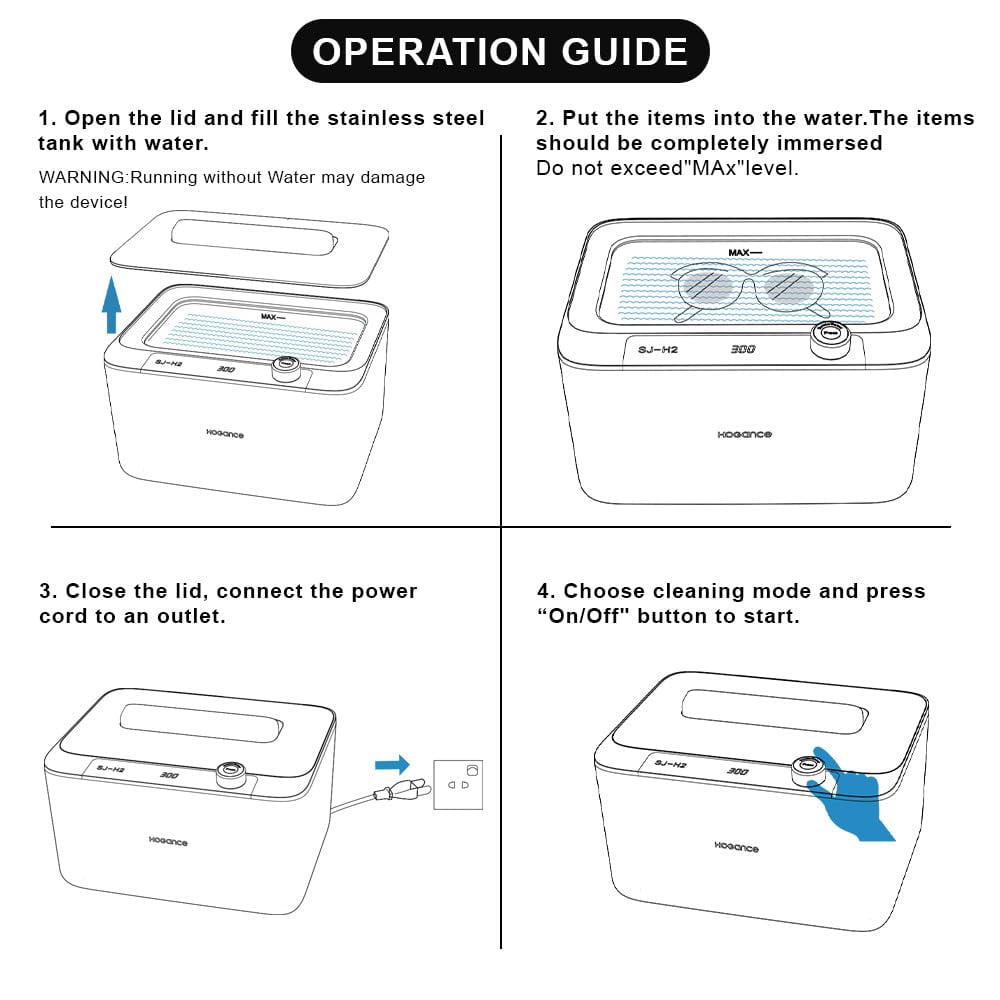 Ultrasonic Cleaner 900ML Ultrasonic Jewelry Cleaner 45kHz Denture Cleaning Machine for Jewelry/Rings/Eyeglasses/Watch Strap