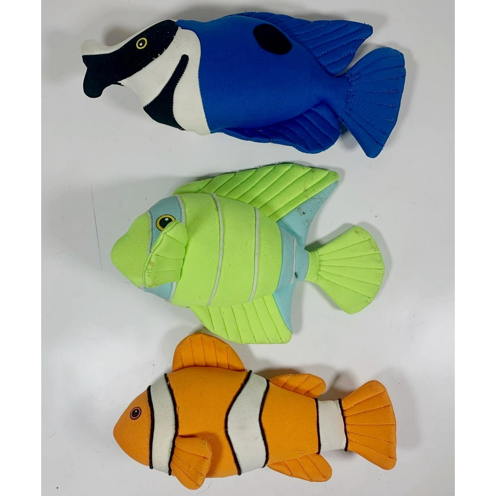 Fishes Dog Toy (3 Pc) Set Squeaky Pet Toys 911" x 2.5" x 46