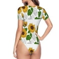 thumbnail image 4 of Easygdp Plump Sunflower And Sketch Women's One-Piece Swimsuit Slim Fit Crew Neck Bodysuit Athletic Swimwear with Concealed Buckle - Small, 4 of 9