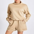thumbnail image 4 of Survêtements 2 Pcs pour Femmes avec Sweat à Col Roulé Ample et Shorts, 4 of 9