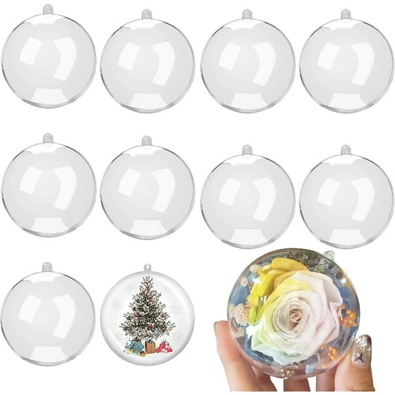 Fillable Christmas Hollow Ball 10 Pcs Clear Christmas Ornaments Balls Plastic Decorative Balls Christmas Ornaments Bauble Christmas Tree Decorations Balls for Wedding Party Decorations 2.36 in