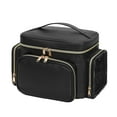 thumbnail image 7 of Large Makeup Bag, Portable Travel Organizer with Brush Compartment & Side Pockets - Black, 7 of 7