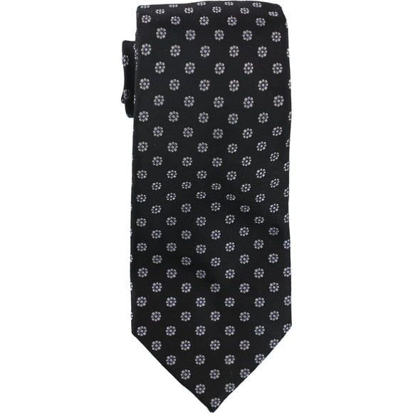 Club Room Cravate Auto-Nouée en Argent Sterling à Motif Floral pour Homme, Noir, Taille Unique