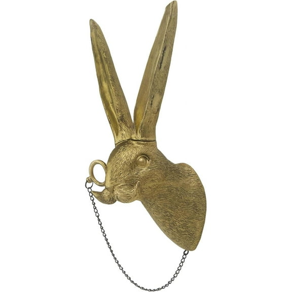 Rabbit Head Wall Mount Decor,Animal Wall Art Decor Bronzed Wall Hanging Ornaments Vintage Art Wall Sculptures Resin Bunny Head Wall Hanging Decoration for Living Room Bedroom Kitchen Office