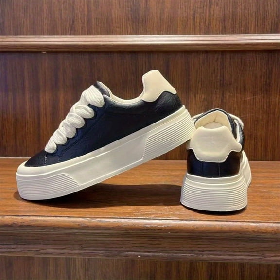 Men'S Breathable Casual Skate Shoes - Slip-Resistant, Comfortable Lace-Up Sneakers Made with Durable Materials And Stylish Contrasting Design, Suitable for Outdoor Activities, Jogging, Walking