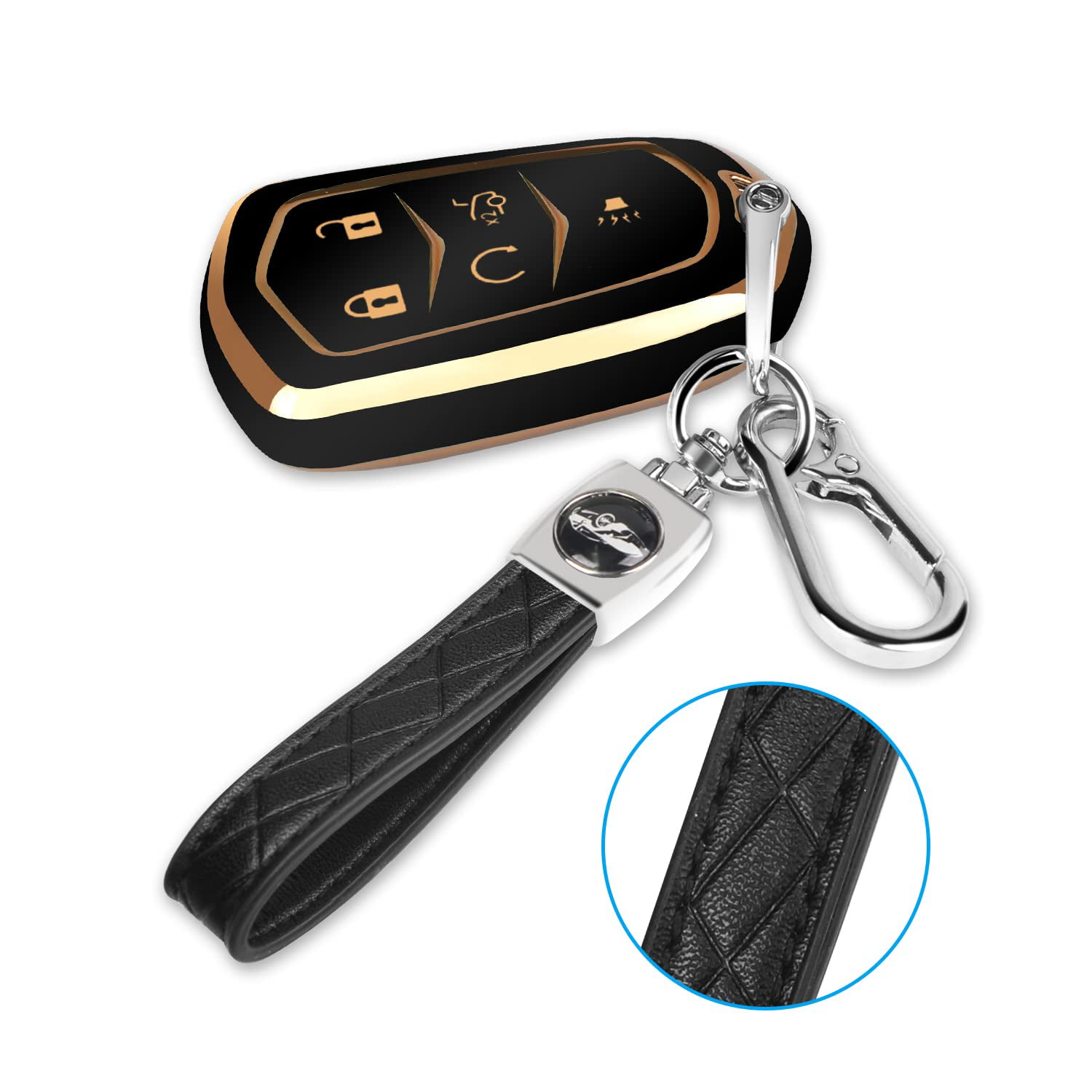  1797 for Cadillac Key Fob Cover SRX XT5 XT4 CTS ATS CT6 XT6 XTS  Accessories Car Key Chain Case Shell Protector 5 Button Women Girly Cute  TPU Gold : Automotive