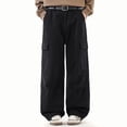 thumbnail image 4 of FRSASU Wide Leg Cargo Pants for Men Stretch Cotton Loose Versatile Athletic Hiking Pants with Pockets Black, 4 of 7
