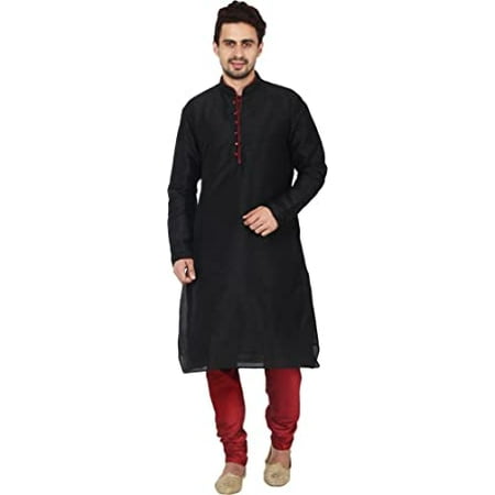 

Royal Kurta Men s Silk Blend Kurta & Churidaar Set Black